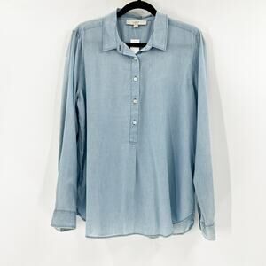 LOFT NEW W TAGS Light Blue Button Down Chambray Top  L